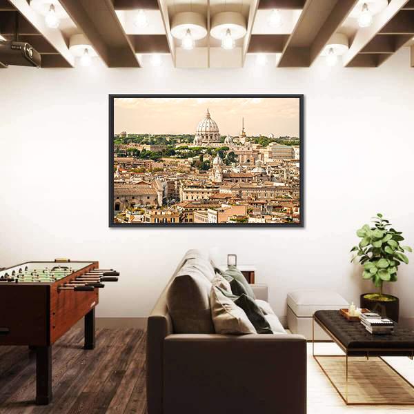 View Of San Peter Basilica Rome Italy Canvas Wall Art-3 Horizontal-Gallery Wrap-25" x 16"-Tiaracle