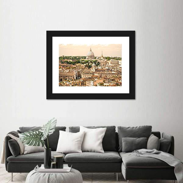 View Of San Peter Basilica Rome Italy Canvas Wall Art-3 Horizontal-Gallery Wrap-25" x 16"-Tiaracle