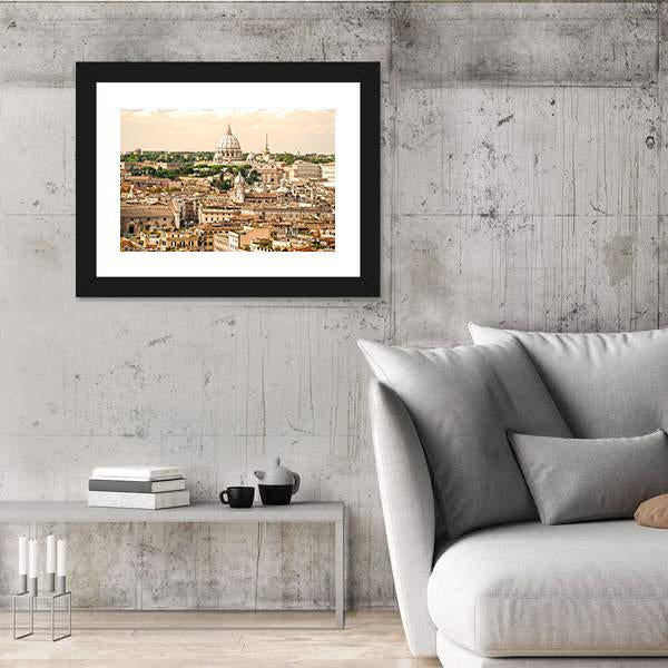 View Of San Peter Basilica Rome Italy Canvas Wall Art-3 Horizontal-Gallery Wrap-25" x 16"-Tiaracle