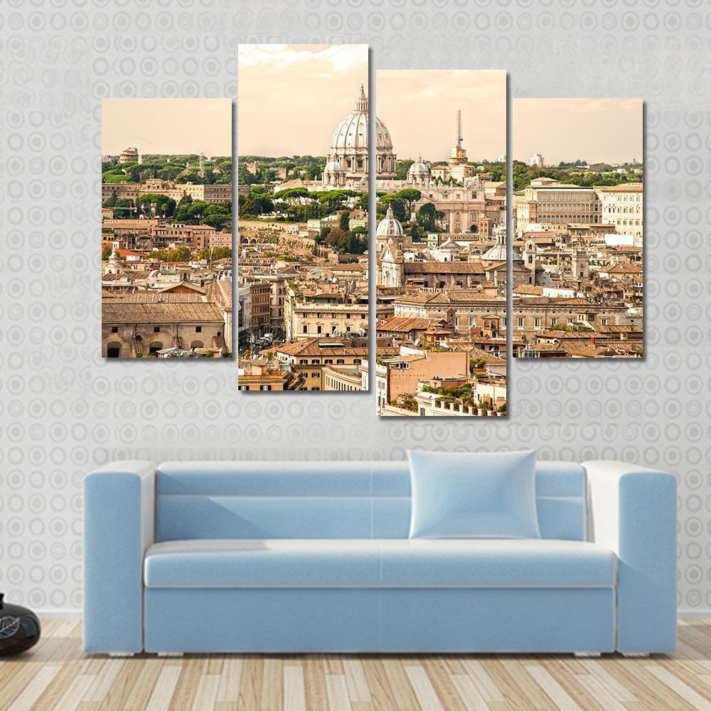 View Of San Peter Basilica Rome Italy Canvas Wall Art-4 Pop-Gallery Wrap-50" x 32"-Tiaracle