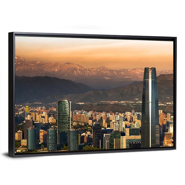 View Of Santiago De Chile Canvas Wall Art-3 Horizontal-Gallery Wrap-25" x 16"-Tiaracle