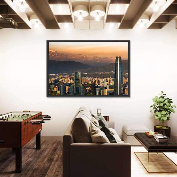 View Of Santiago De Chile Canvas Wall Art-5 Horizontal-Gallery Wrap-22" x 12"-Tiaracle