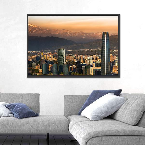 View Of Santiago De Chile Canvas Wall Art-3 Horizontal-Gallery Wrap-25" x 16"-Tiaracle
