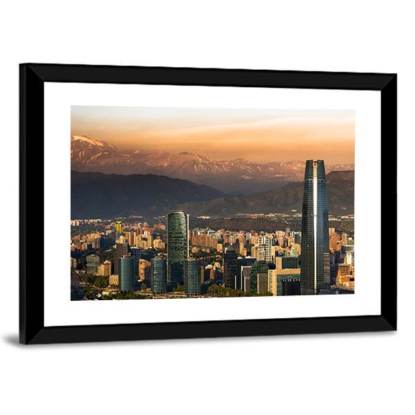 View Of Santiago De Chile Canvas Wall Art-3 Horizontal-Gallery Wrap-25" x 16"-Tiaracle