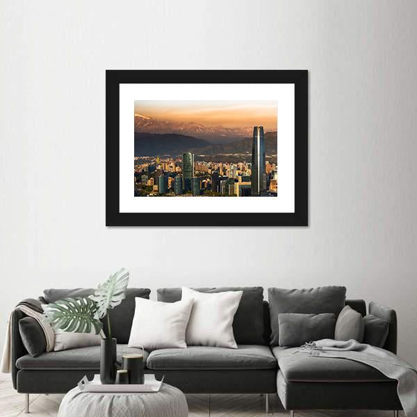 View Of Santiago De Chile Canvas Wall Art-3 Horizontal-Gallery Wrap-25" x 16"-Tiaracle