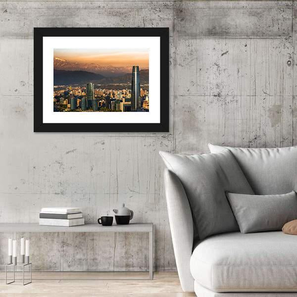View Of Santiago De Chile Canvas Wall Art-3 Horizontal-Gallery Wrap-25" x 16"-Tiaracle