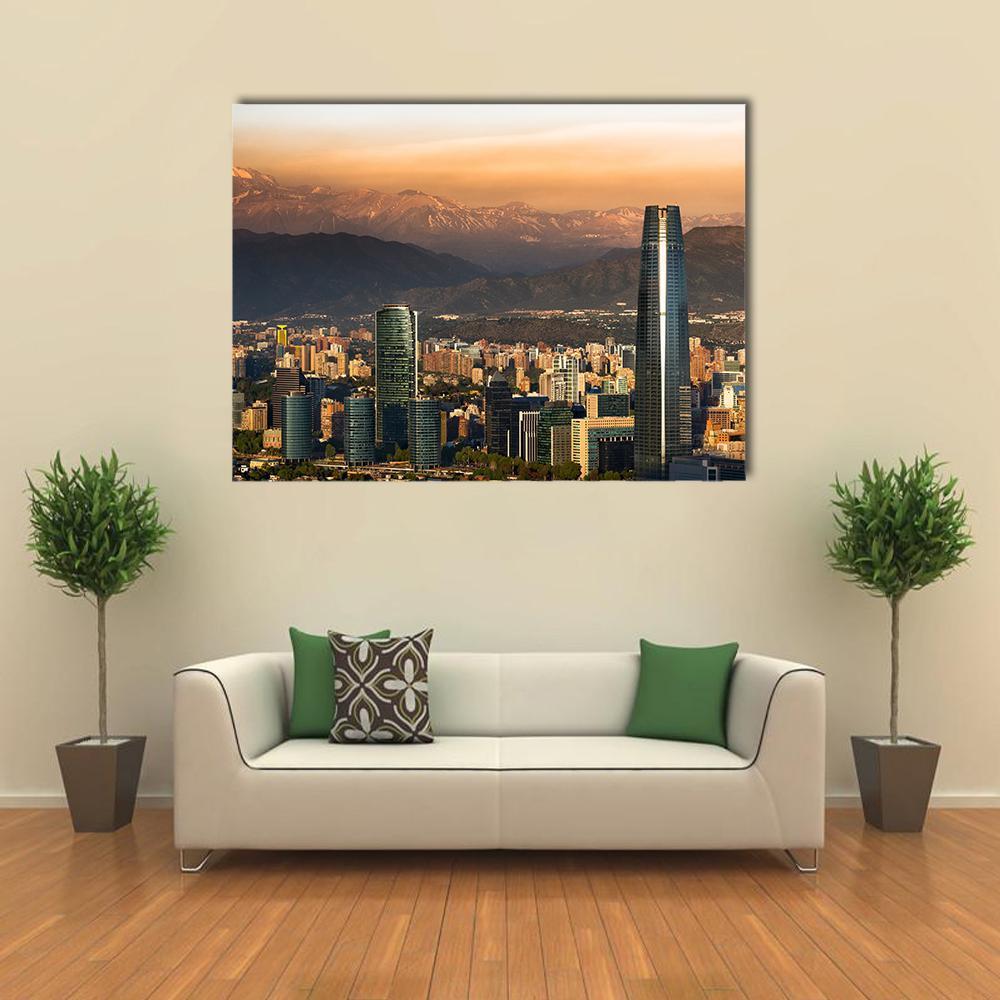 View Of Santiago De Chile Canvas Wall Art-5 Horizontal-Gallery Wrap-22" x 12"-Tiaracle