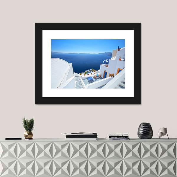 View Of Santorini Island Canvas Wall Art-1 Piece-Framed Print-20" x 16"-Tiaracle