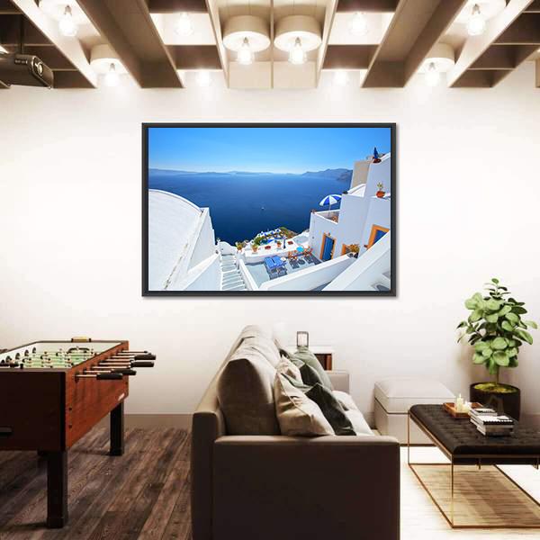 View Of Santorini Island Canvas Wall Art-3 Horizontal-Gallery Wrap-25" x 16"-Tiaracle