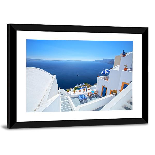 View Of Santorini Island Canvas Wall Art-3 Horizontal-Gallery Wrap-25" x 16"-Tiaracle