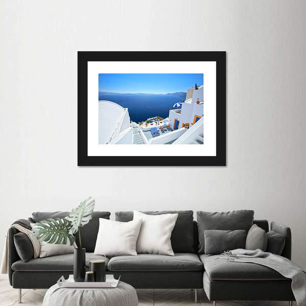 View Of Santorini Island Canvas Wall Art-3 Horizontal-Gallery Wrap-25" x 16"-Tiaracle