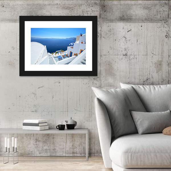 View Of Santorini Island Canvas Wall Art-3 Horizontal-Gallery Wrap-25" x 16"-Tiaracle