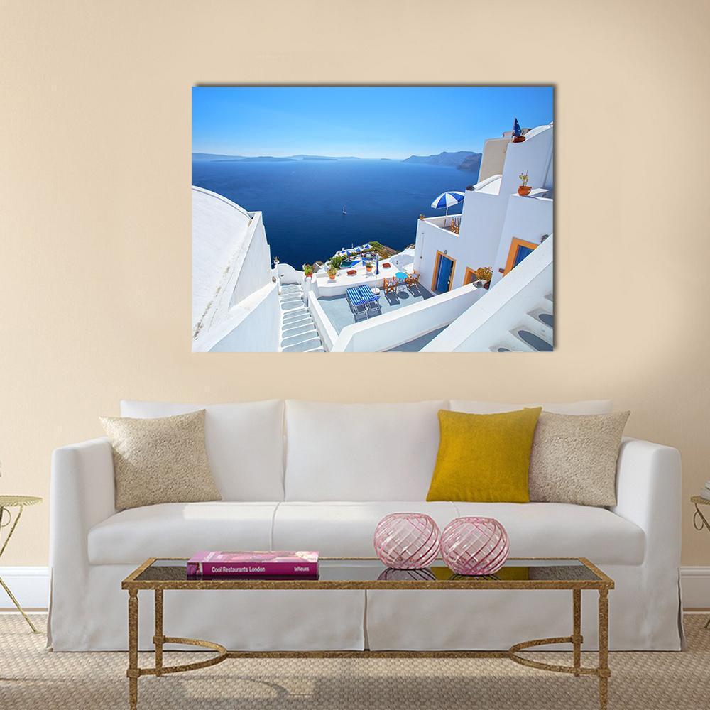 View Of Santorini Island Canvas Wall Art-1 Piece-Gallery Wrap-48" x 32"-Tiaracle