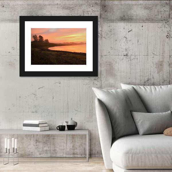 View Of Scenic Lake At Dawn Panoramic Canvas Wall Art-1 Piece-36" x 12"-Tiaracle
