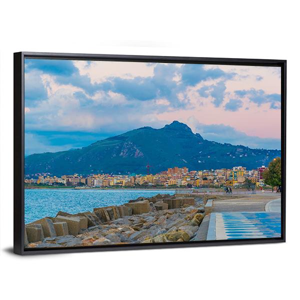 View Of Seaside Of The Sicilian City Canvas Wall Art-3 Horizontal-Gallery Wrap-25" x 16"-Tiaracle