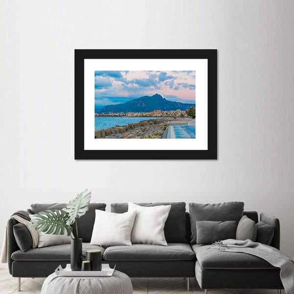 View Of Seaside Of The Sicilian City Canvas Wall Art-3 Horizontal-Gallery Wrap-25" x 16"-Tiaracle