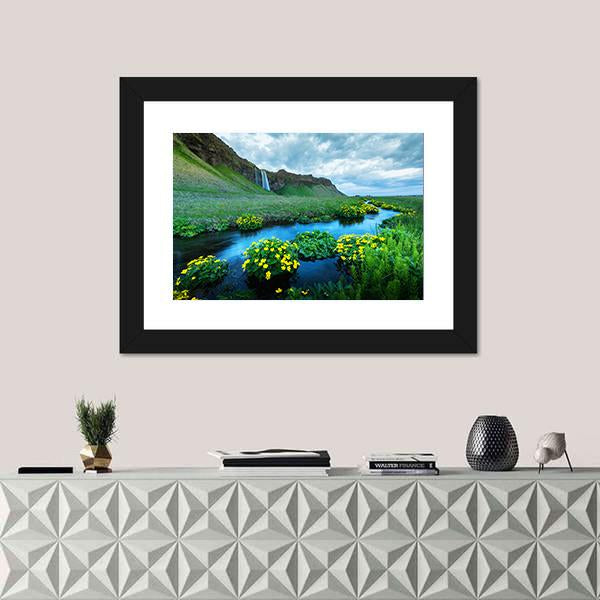 View Of Seljalandsa River Canvas Wall Art-1 Piece-Framed Print-20" x 16"-Tiaracle