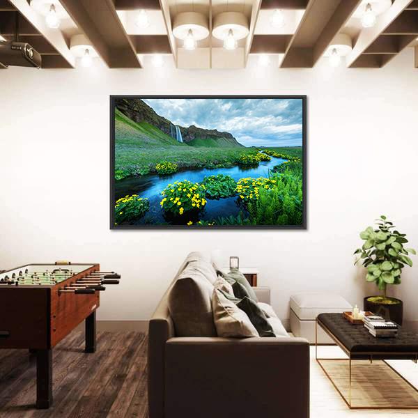 View Of Seljalandsa River Canvas Wall Art-3 Horizontal-Gallery Wrap-25" x 16"-Tiaracle