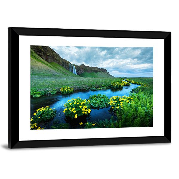 View Of Seljalandsa River Canvas Wall Art-3 Horizontal-Gallery Wrap-25" x 16"-Tiaracle