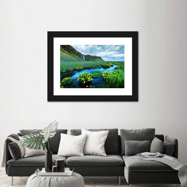 View Of Seljalandsa River Canvas Wall Art-3 Horizontal-Gallery Wrap-25" x 16"-Tiaracle