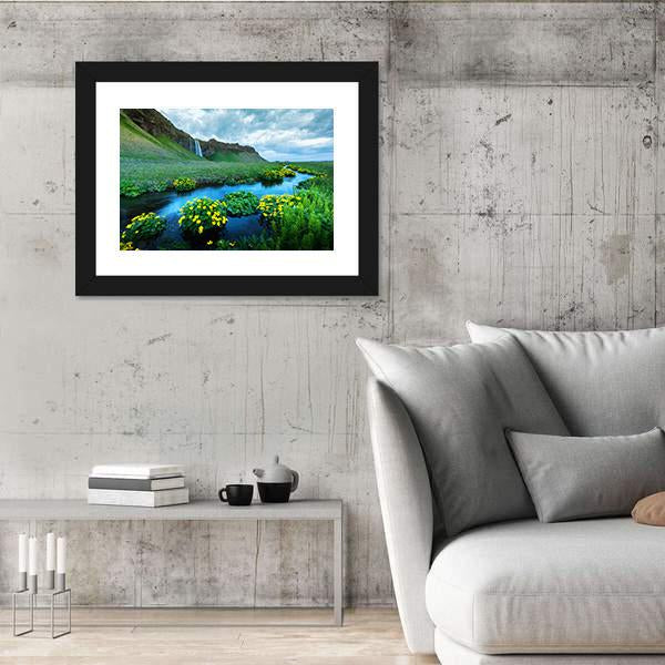 View Of Seljalandsa River Canvas Wall Art-3 Horizontal-Gallery Wrap-25" x 16"-Tiaracle