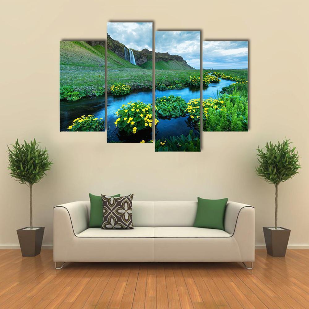 View Of Seljalandsa River Canvas Wall Art-4 Pop-Gallery Wrap-50" x 32"-Tiaracle