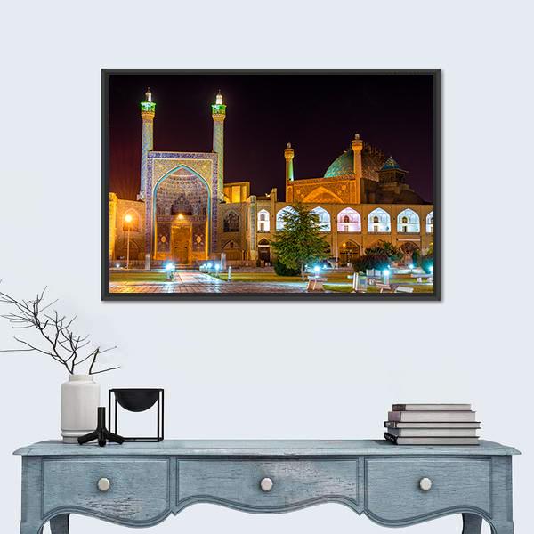 View Of Shah Imam Mosque In Isfahan Iran Canvas Wall Art-1 Piece-Floating Frame-24" x 16"-Tiaracle