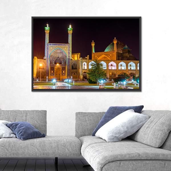 View Of Shah Imam Mosque In Isfahan Iran Canvas Wall Art-3 Horizontal-Gallery Wrap-25" x 16"-Tiaracle