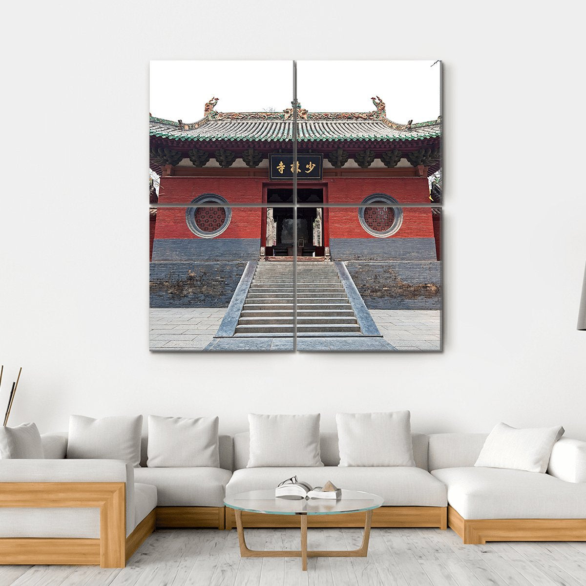 View Of Shaolin Temple In China Canvas Wall Art-4 Square-Gallery Wrap-17" x 17"-Tiaracle