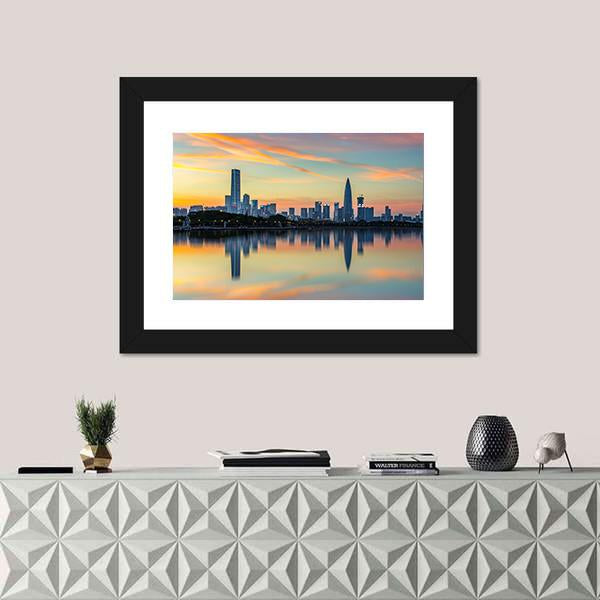 View Of Shenzhen Bay Houhai Canvas Wall Art-1 Piece-Framed Print-20" x 16"-Tiaracle