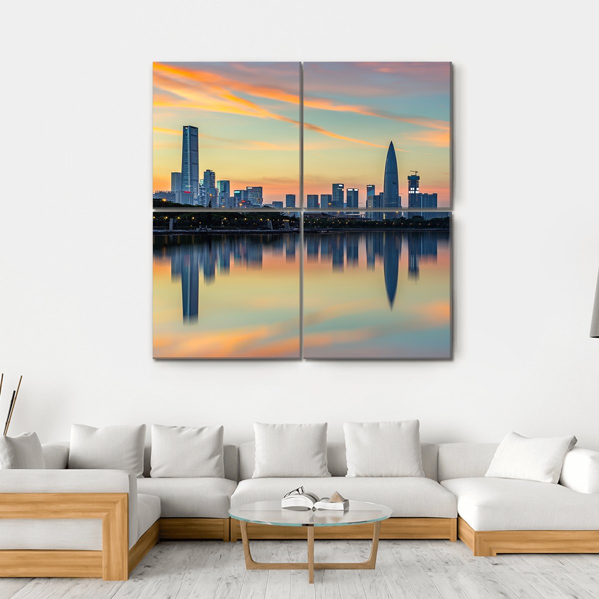View Of Shenzhen Bay Houhai Canvas Wall Art-4 Square-Gallery Wrap-17" x 17"-Tiaracle
