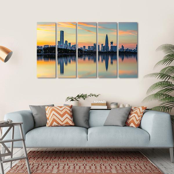 View Of Shenzhen Bay Houhai Canvas Wall Art-5 Horizontal-Gallery Wrap-22" x 12"-Tiaracle