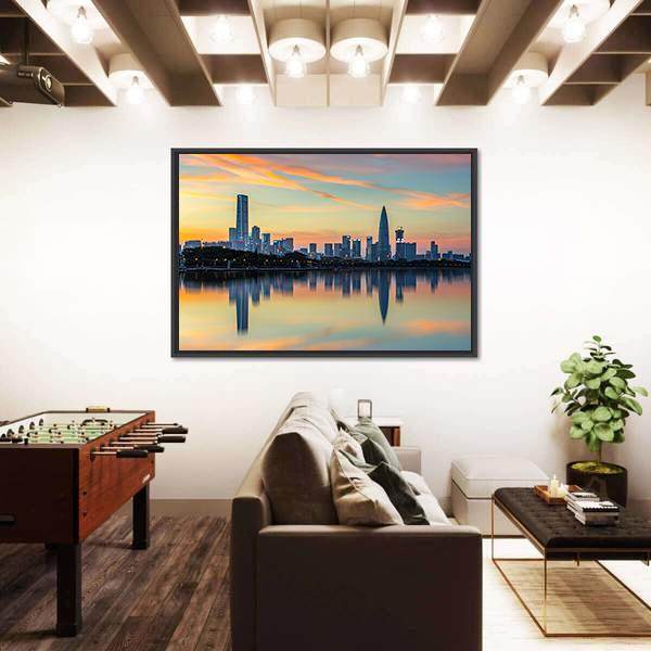 View Of Shenzhen Bay Houhai Canvas Wall Art-5 Horizontal-Gallery Wrap-22" x 12"-Tiaracle