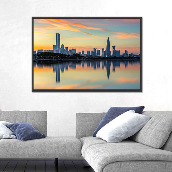View Of Shenzhen Bay Houhai Canvas Wall Art-5 Horizontal-Gallery Wrap-22" x 12"-Tiaracle