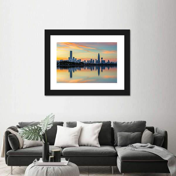 View Of Shenzhen Bay Houhai Canvas Wall Art-3 Horizontal-Gallery Wrap-25" x 16"-Tiaracle