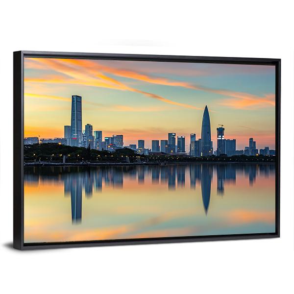 View Of Shenzhen Bay Houhai Canvas Wall Art-5 Horizontal-Gallery Wrap-22" x 12"-Tiaracle