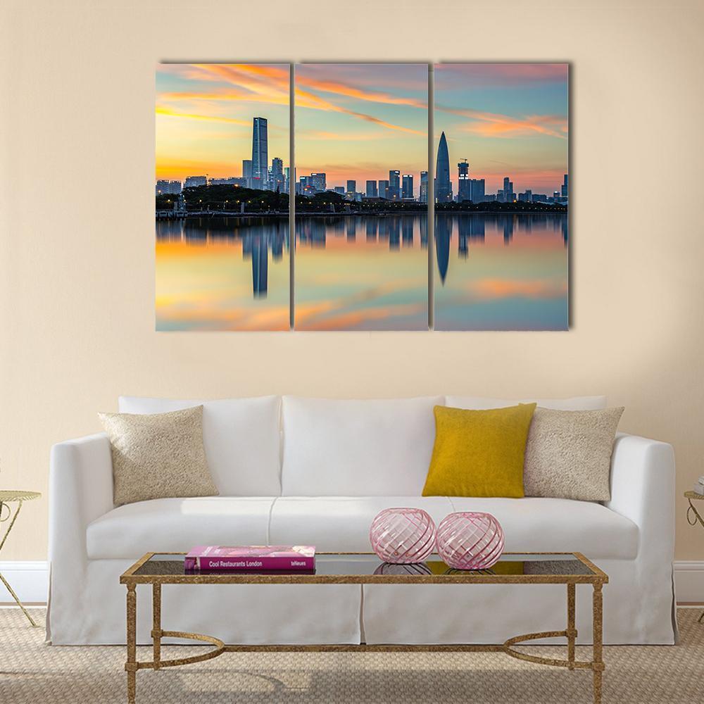View Of Shenzhen Bay Houhai Canvas Wall Art-3 Horizontal-Gallery Wrap-37" x 24"-Tiaracle