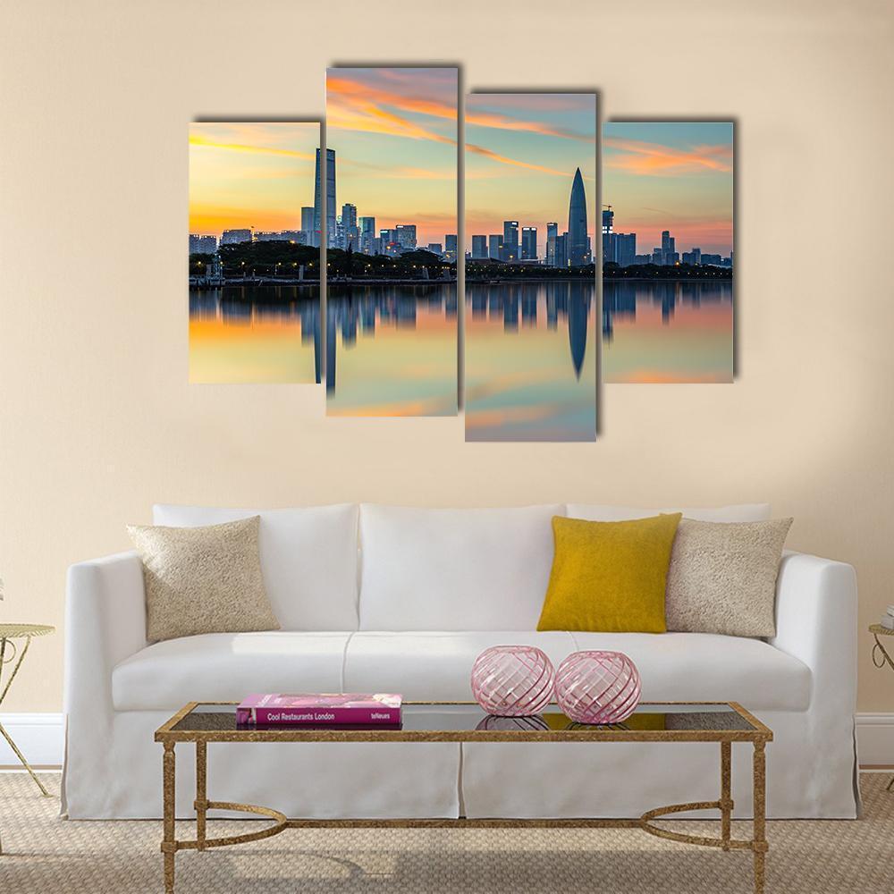 View Of Shenzhen Bay Houhai Canvas Wall Art-4 Pop-Gallery Wrap-50" x 32"-Tiaracle
