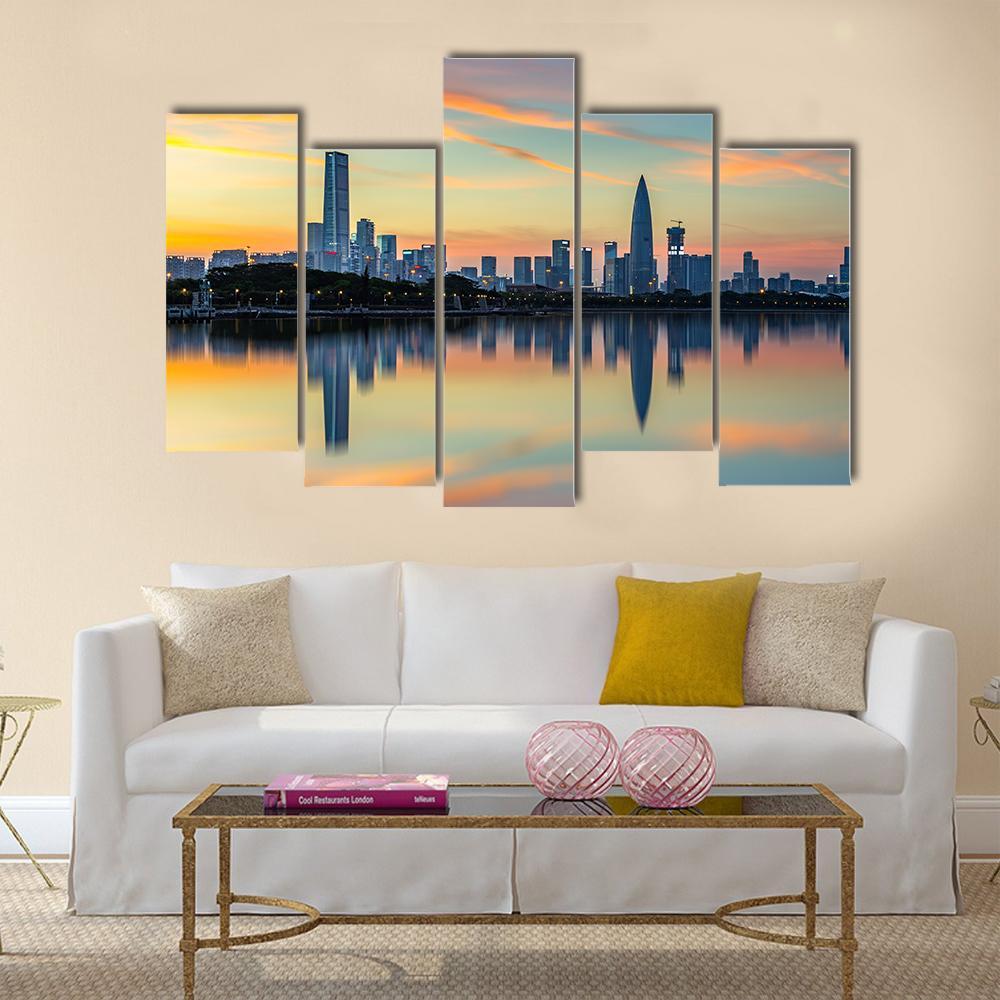 View Of Shenzhen Bay Houhai Canvas Wall Art-5 Pop-Gallery Wrap-47" x 32"-Tiaracle