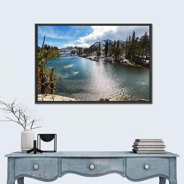 View Of Sierra Nevada Mountain Canvas Wall Art-1 Piece-Floating Frame-24" x 16"-Tiaracle