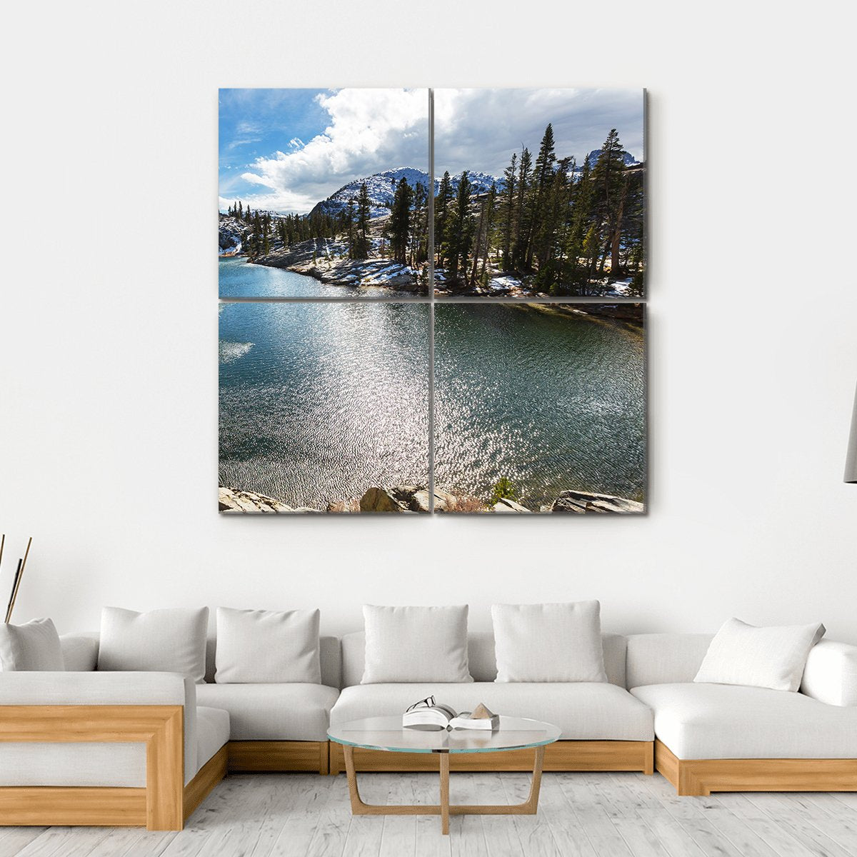View Of Sierra Nevada Mountain Canvas Wall Art-4 Square-Gallery Wrap-17" x 17"-Tiaracle