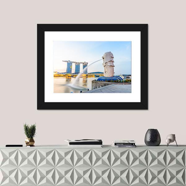 View Of Singapore Skyline Canvas Wall Art-1 Piece-Framed Print-20" x 16"-Tiaracle