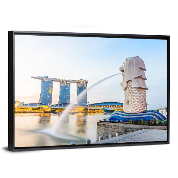 View Of Singapore Skyline Canvas Wall Art-3 Horizontal-Gallery Wrap-25" x 16"-Tiaracle