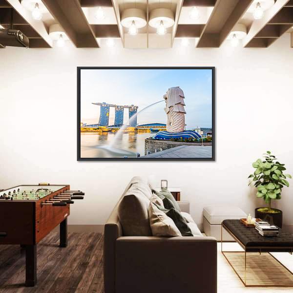 View Of Singapore Skyline Canvas Wall Art-5 Horizontal-Gallery Wrap-22" x 12"-Tiaracle