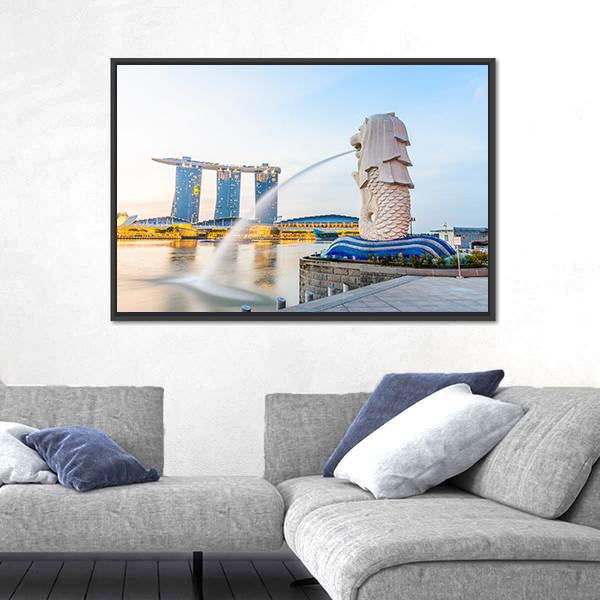 View Of Singapore Skyline Canvas Wall Art-5 Horizontal-Gallery Wrap-22" x 12"-Tiaracle