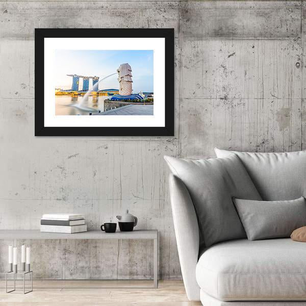 View Of Singapore Skyline Canvas Wall Art-5 Horizontal-Gallery Wrap-22" x 12"-Tiaracle