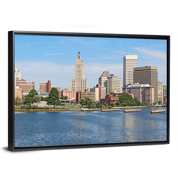 View Of Skyline Of Providence Canvas Wall Art-3 Horizontal-Gallery Wrap-25" x 16"-Tiaracle