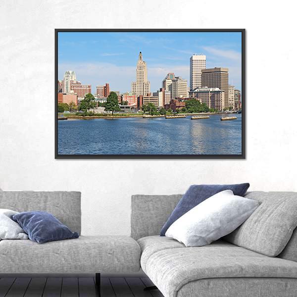 View Of Skyline Of Providence Canvas Wall Art-3 Horizontal-Gallery Wrap-25" x 16"-Tiaracle