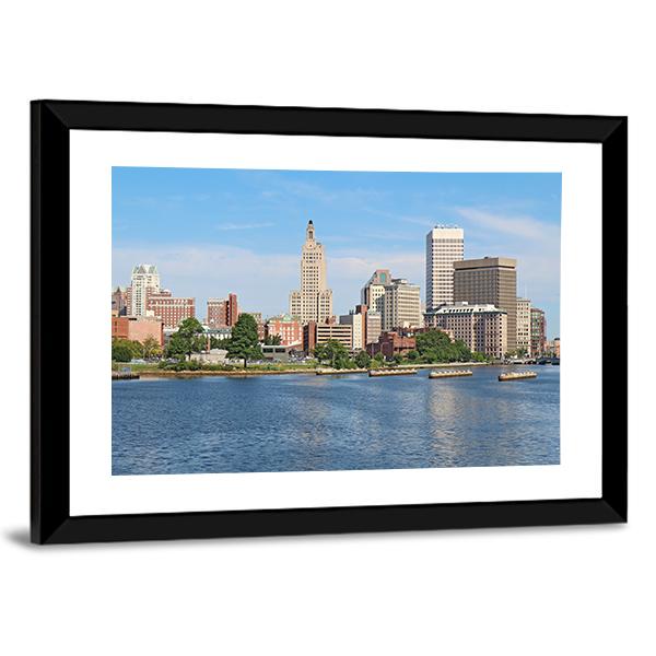 View Of Skyline Of Providence Canvas Wall Art-5 Horizontal-Gallery Wrap-22" x 12"-Tiaracle