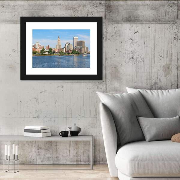View Of Skyline Of Providence Canvas Wall Art-5 Horizontal-Gallery Wrap-22" x 12"-Tiaracle